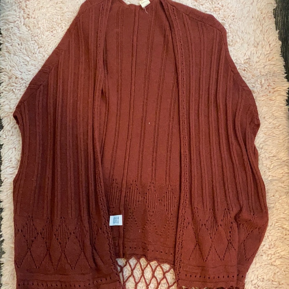 Burnt orange sleeveless cardigan